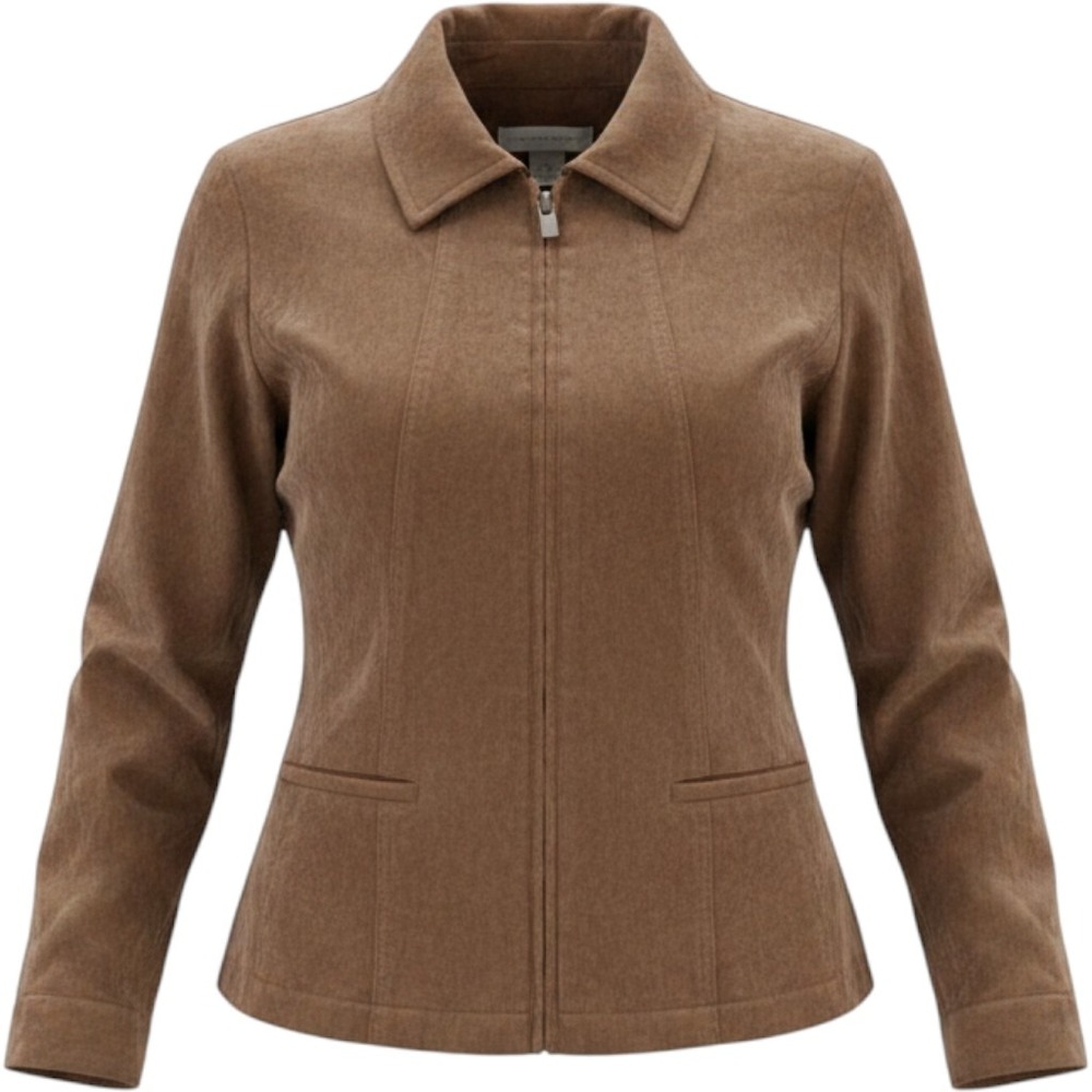 Christopher & Banks Womens Brown Faux Suede Zip Up Jacket Size M RN 63823